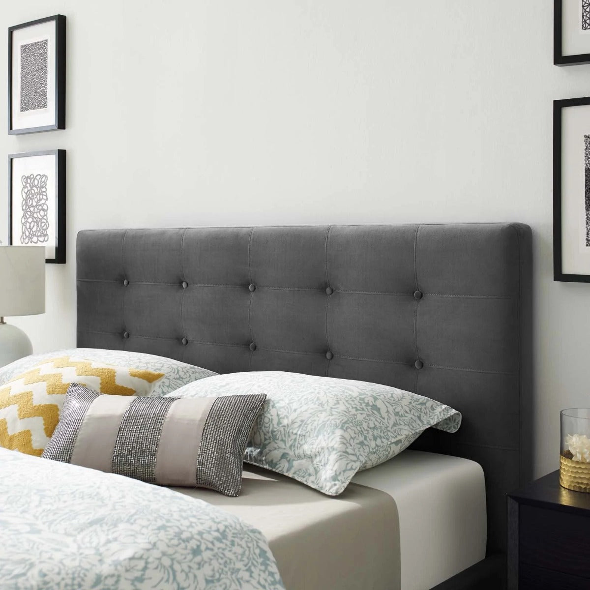 Modway McKenzie Biscuit Tufted Performance Velvet Platform Bed, Queen