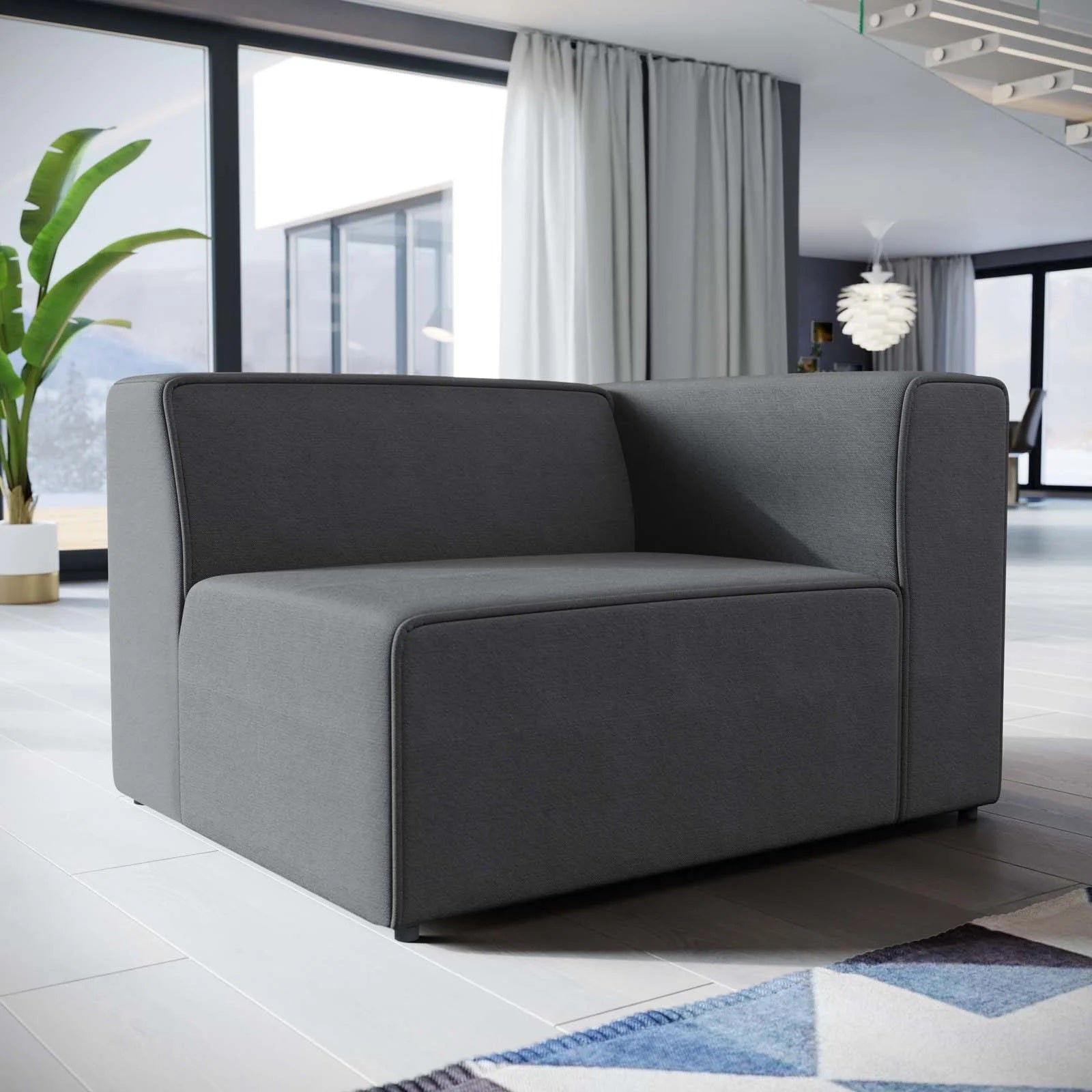 Modway Mingle Fabric Right-Facing Sofa
