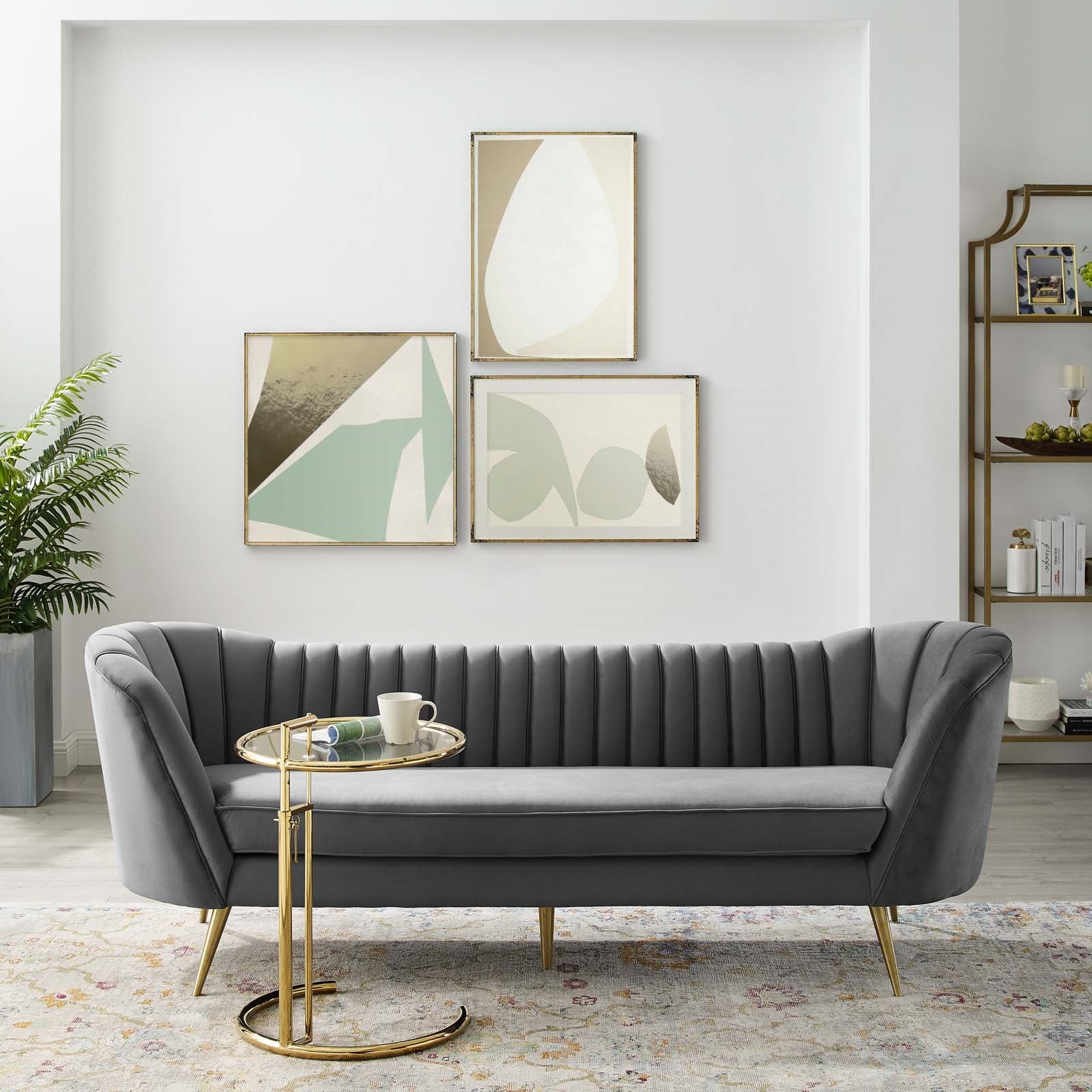 Modway Opportunity Vertical Channel Tufted Curved Performance Velvet Sofa
