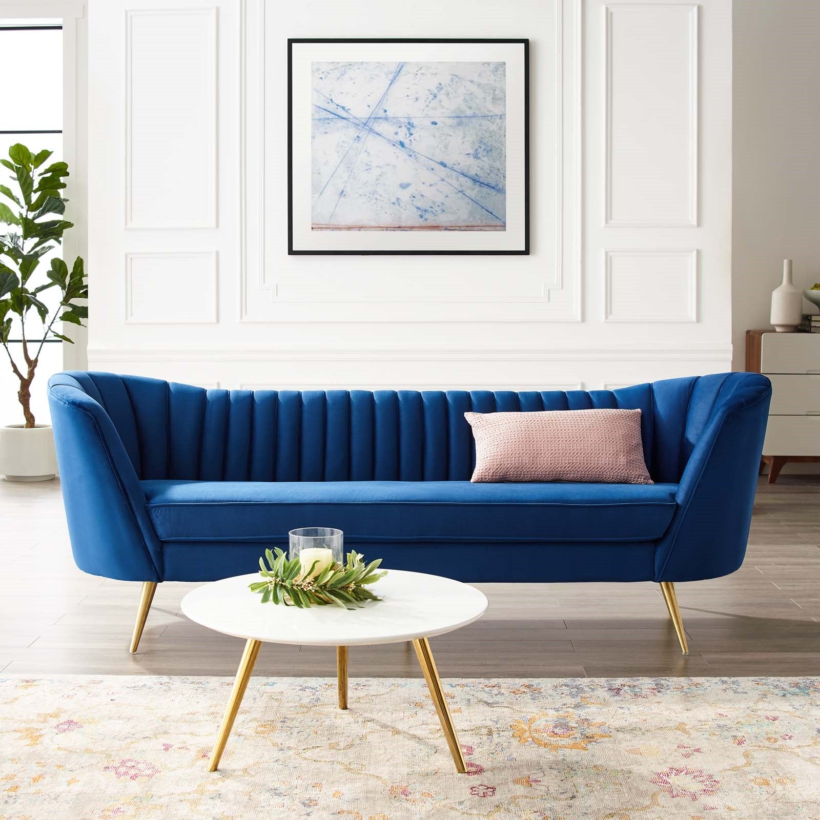 Modway Opportunity Vertical Channel Tufted Curved Performance Velvet Sofa
