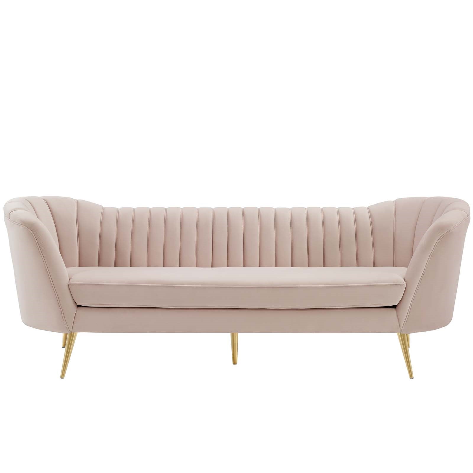 Modway Opportunity Vertical Channel Tufted Curved Performance Velvet Sofa