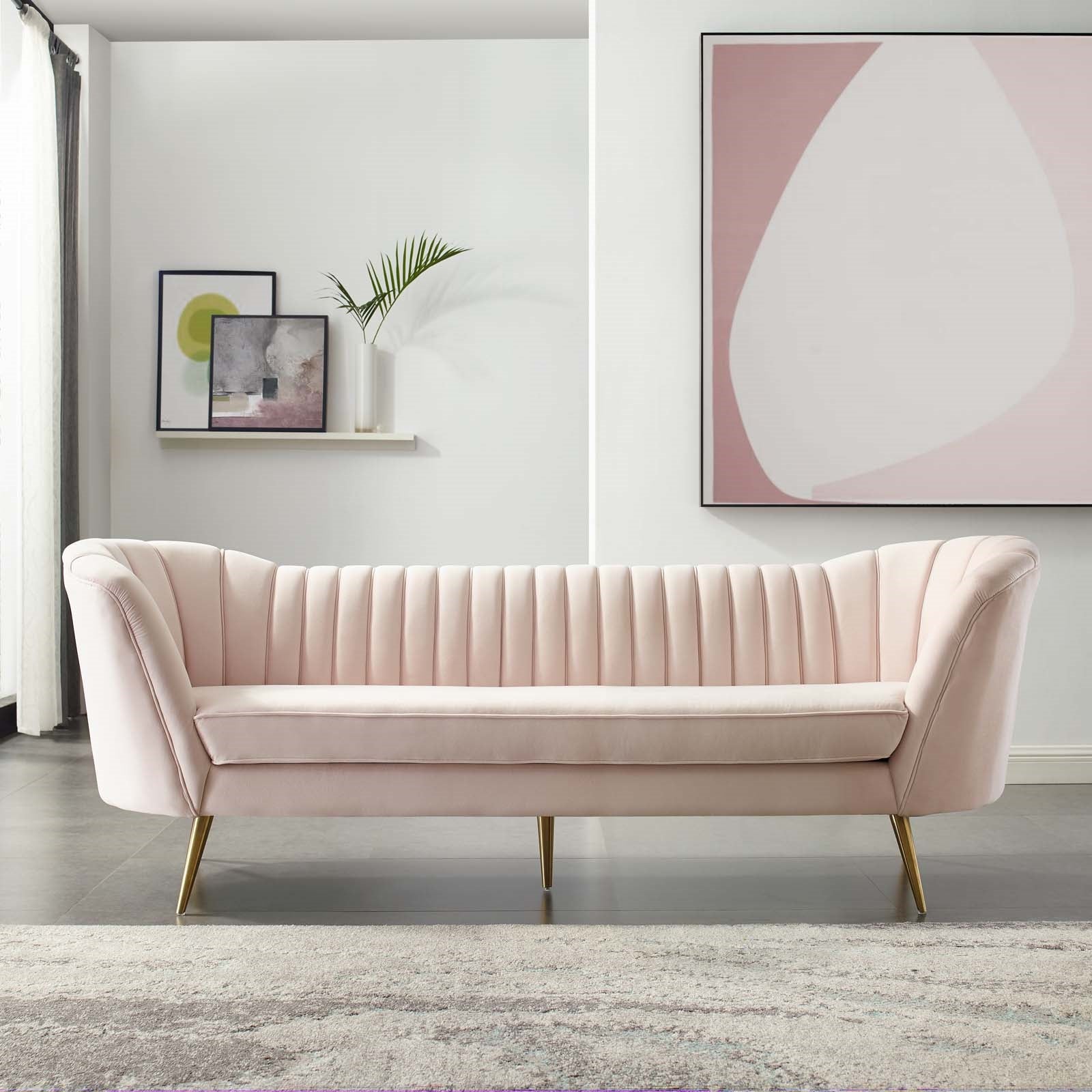 Modway Opportunity Vertical Channel Tufted Curved Performance Velvet Sofa