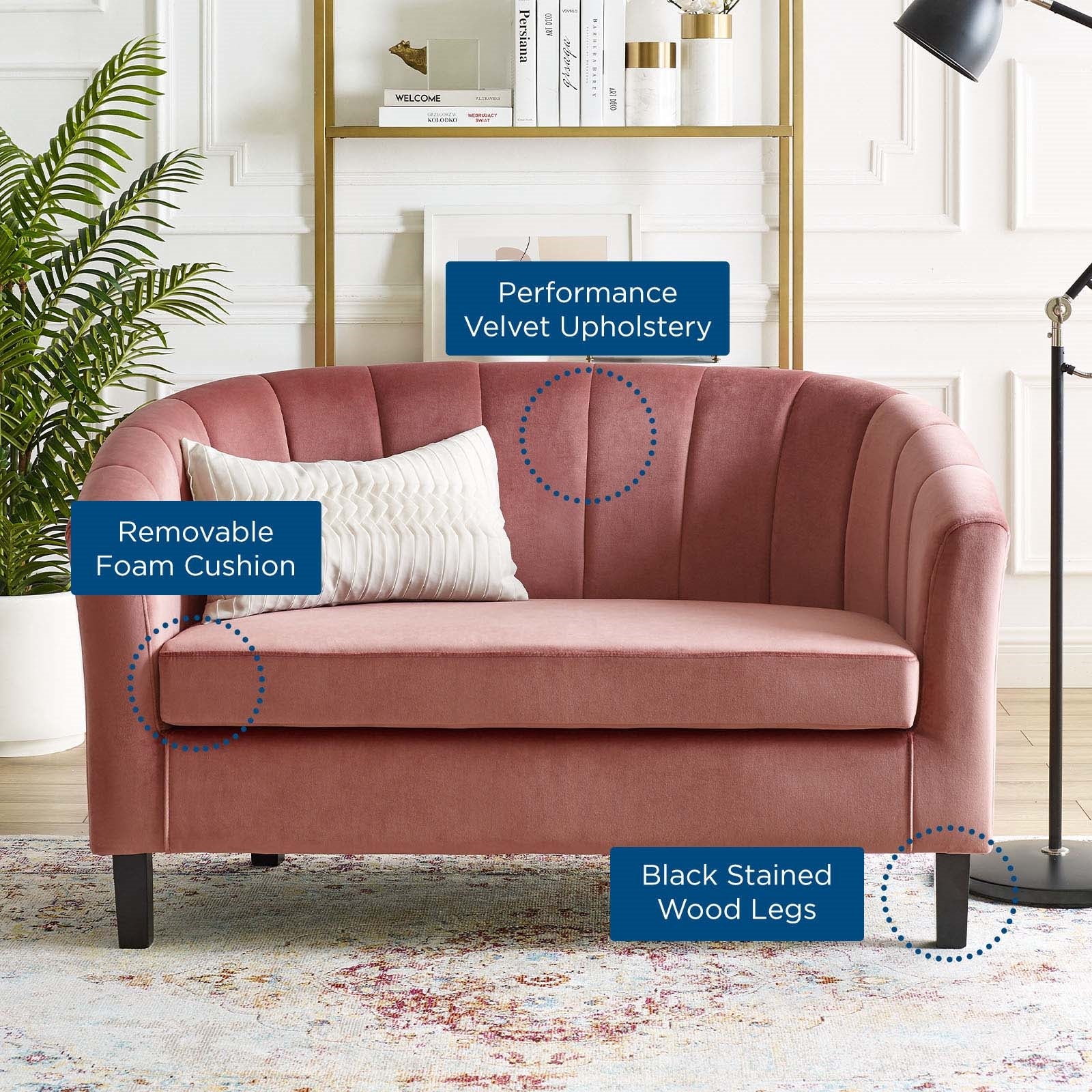 Modway Prospect Channel Tufted Performance Velvet Loveseat
