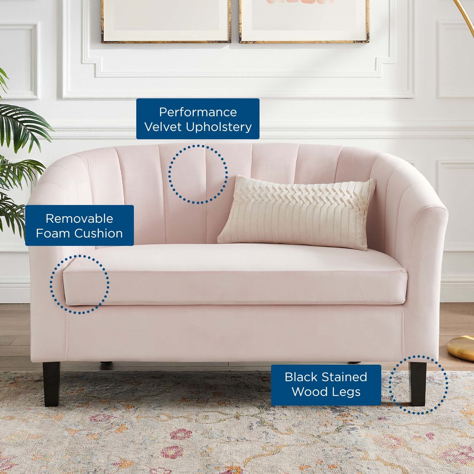 Modway Prospect Channel Tufted Performance Velvet Loveseat