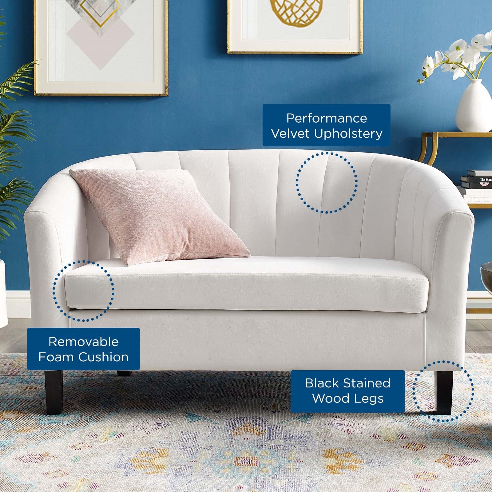 Modway Prospect Channel Tufted Performance Velvet Loveseat