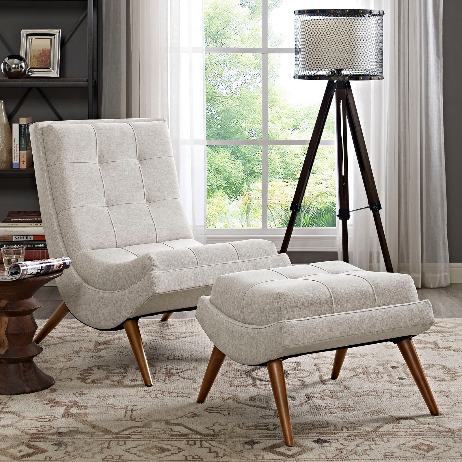 Modway Ramp Upholstered Fabric Lounge Chair Set