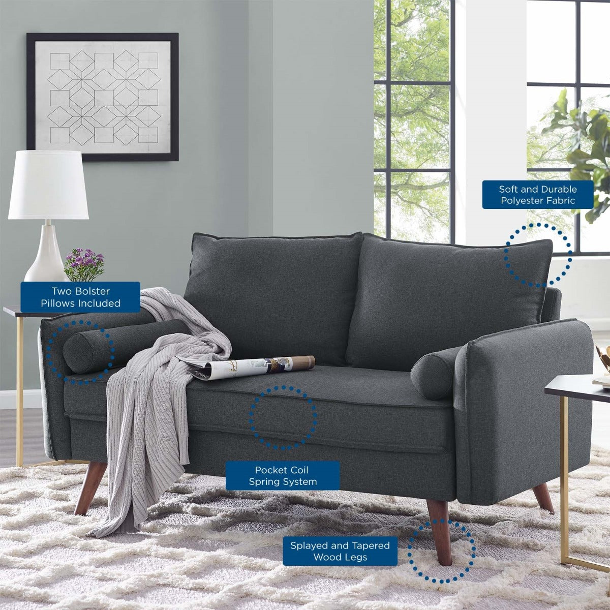 Modway Revive Upholstered Fabric Loveseat