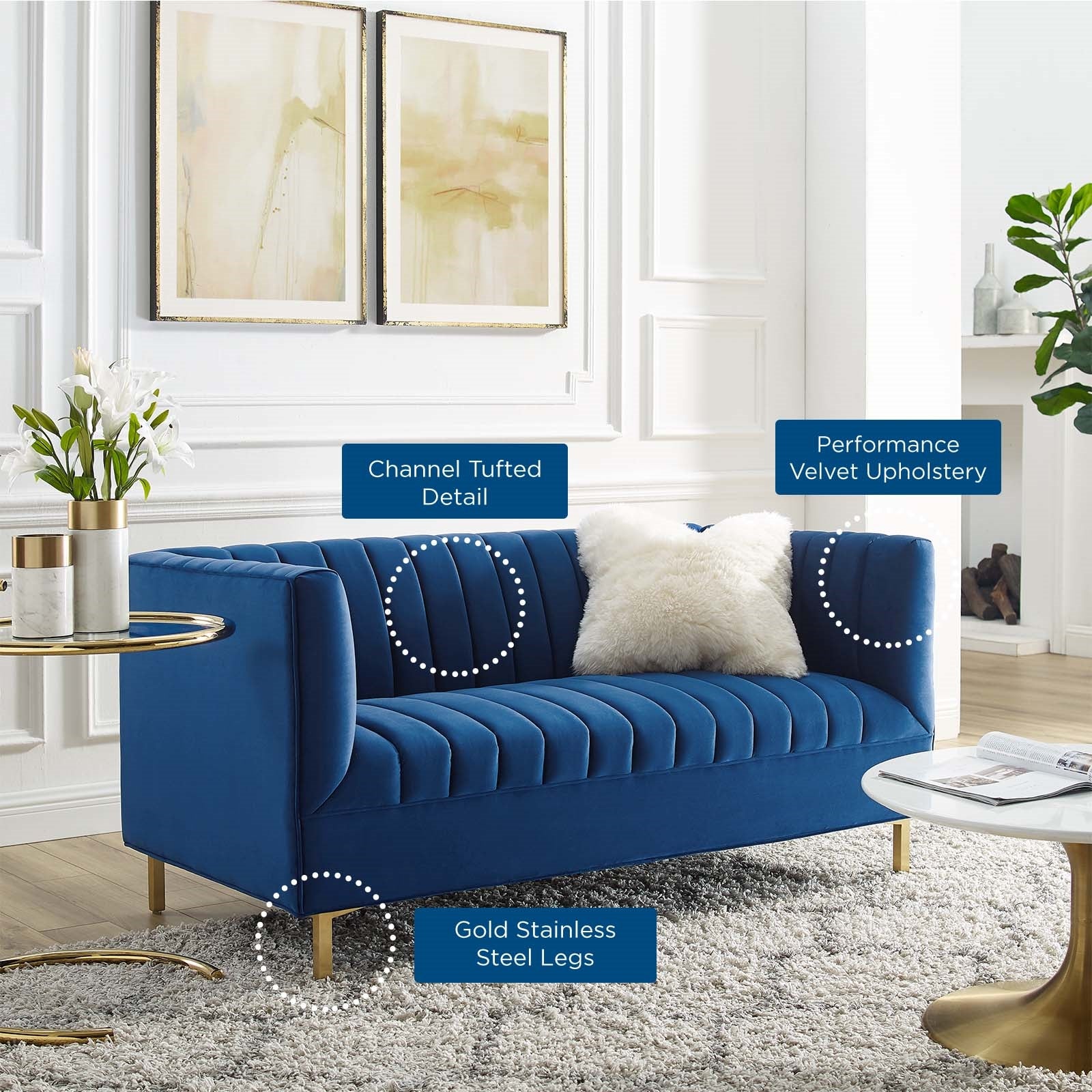 Modway Shift Channel Tufted Performance Velvet Loveseat