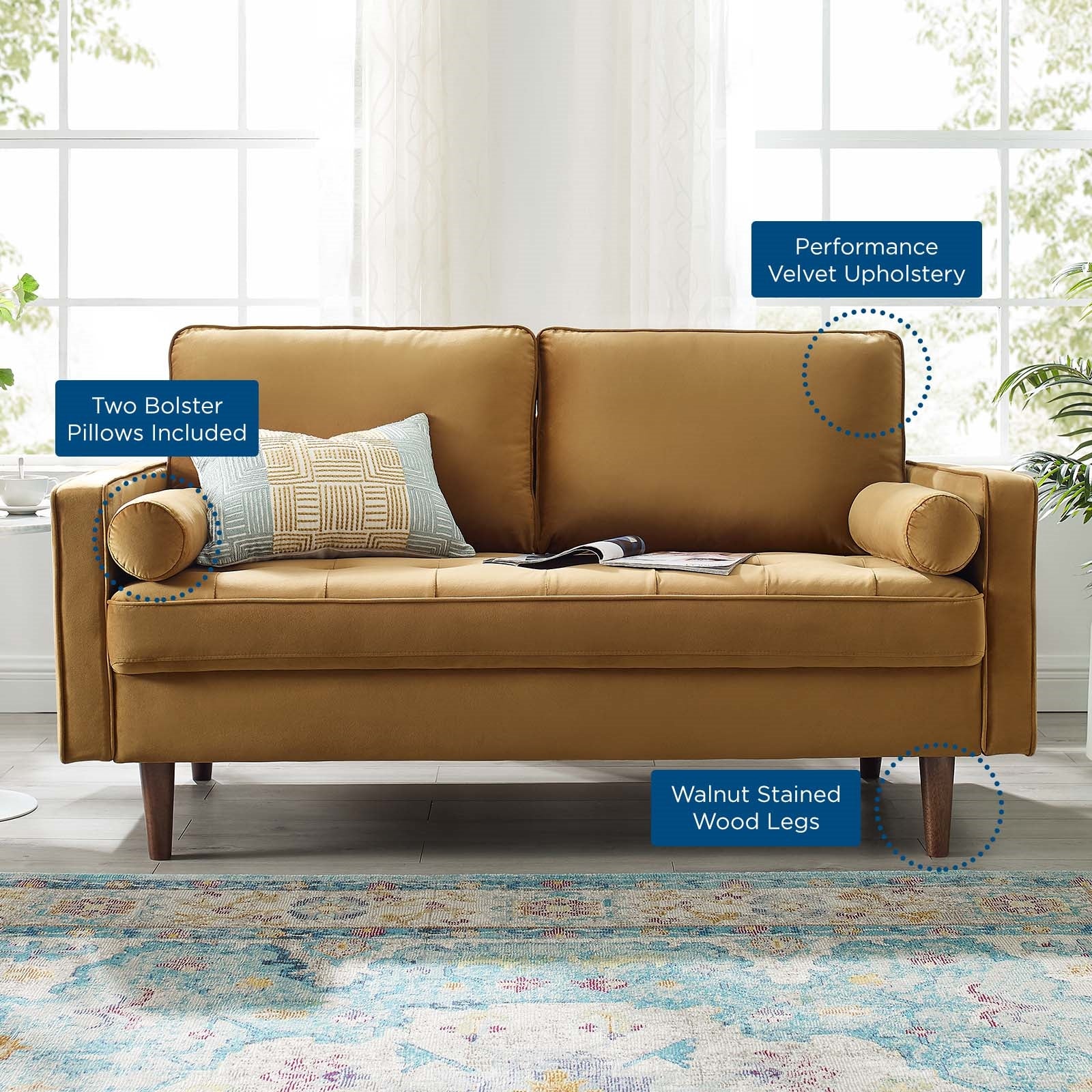 Modway Valour Performance Velvet Loveseat