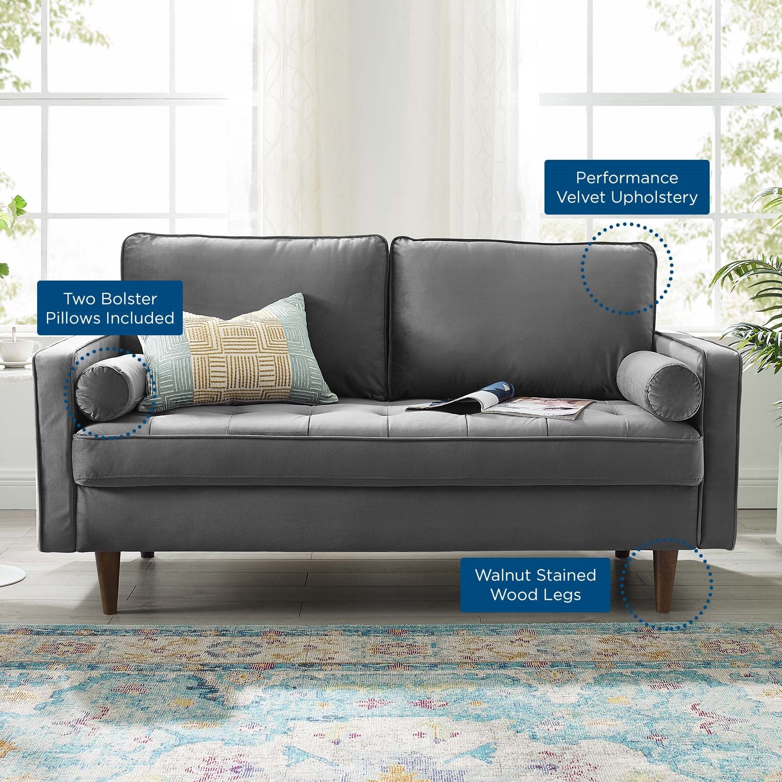 Modway Valour Performance Velvet Loveseat