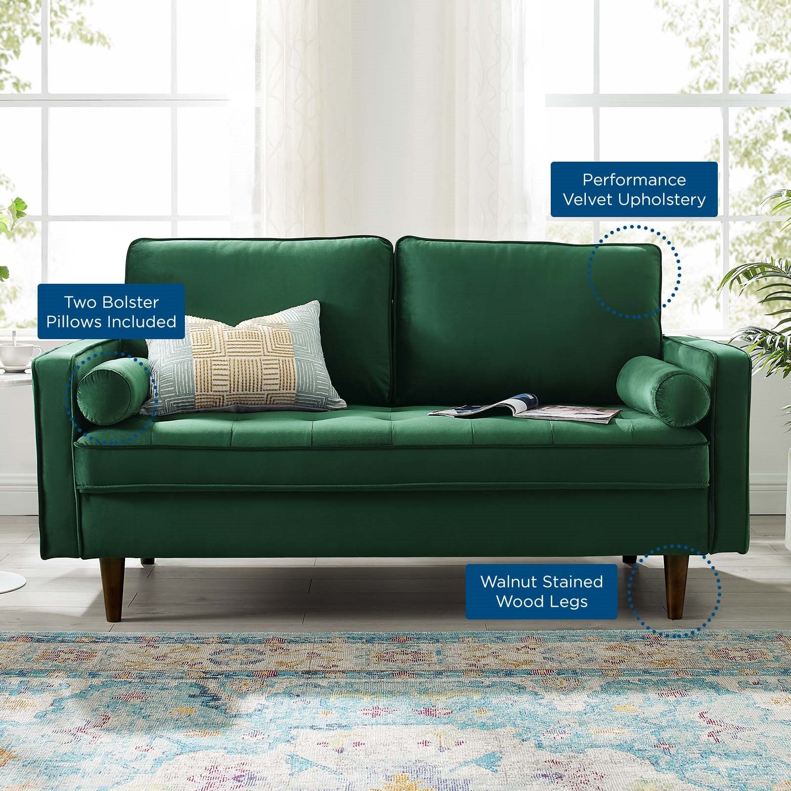 Modway Valour Performance Velvet Loveseat