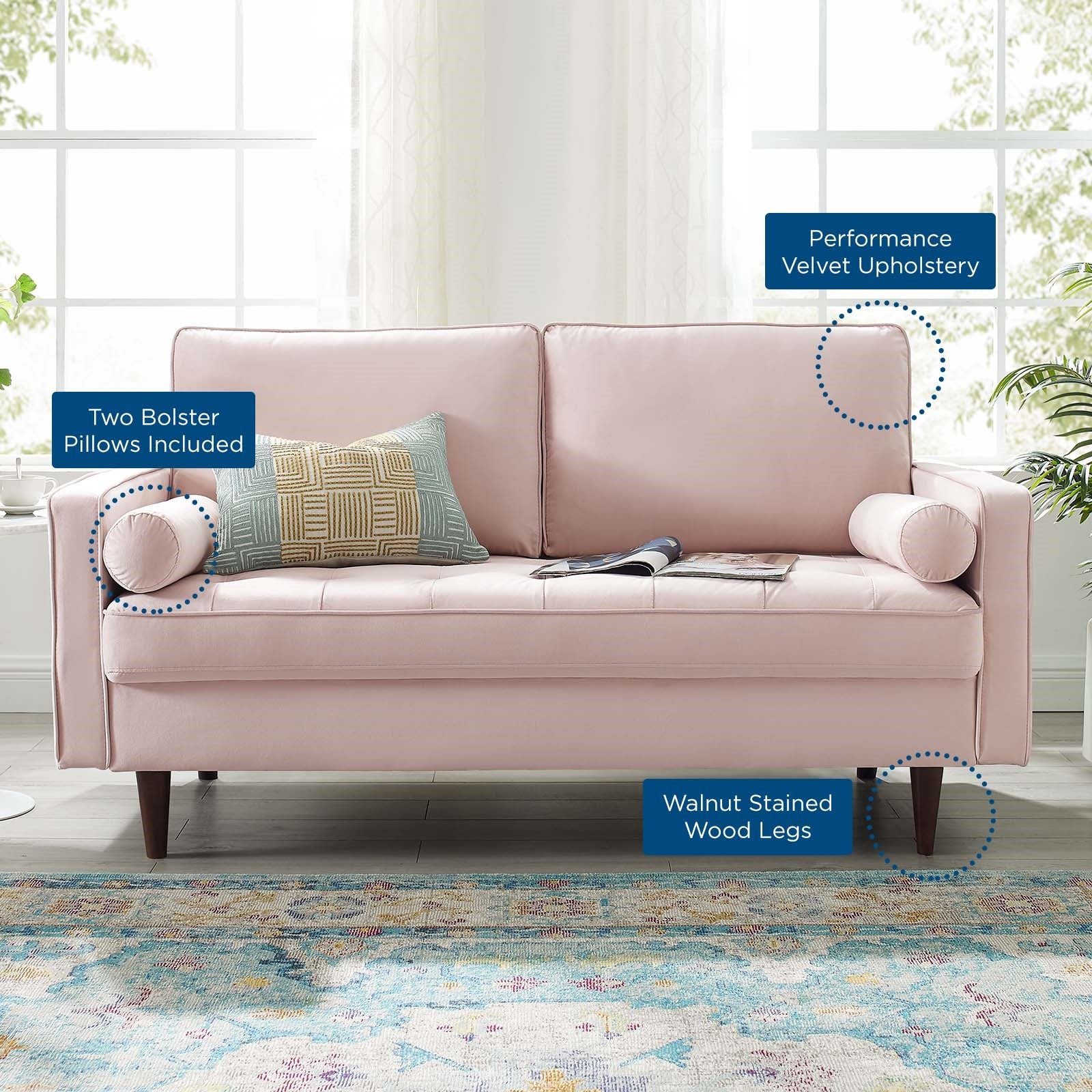 Modway Valour Performance Velvet Loveseat
