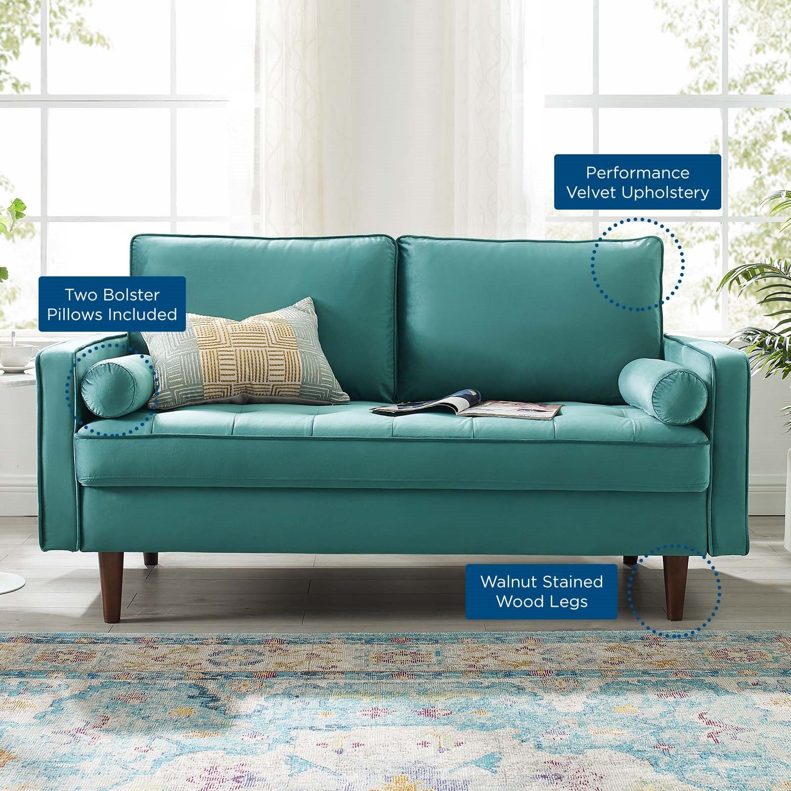Modway Valour Performance Velvet Loveseat