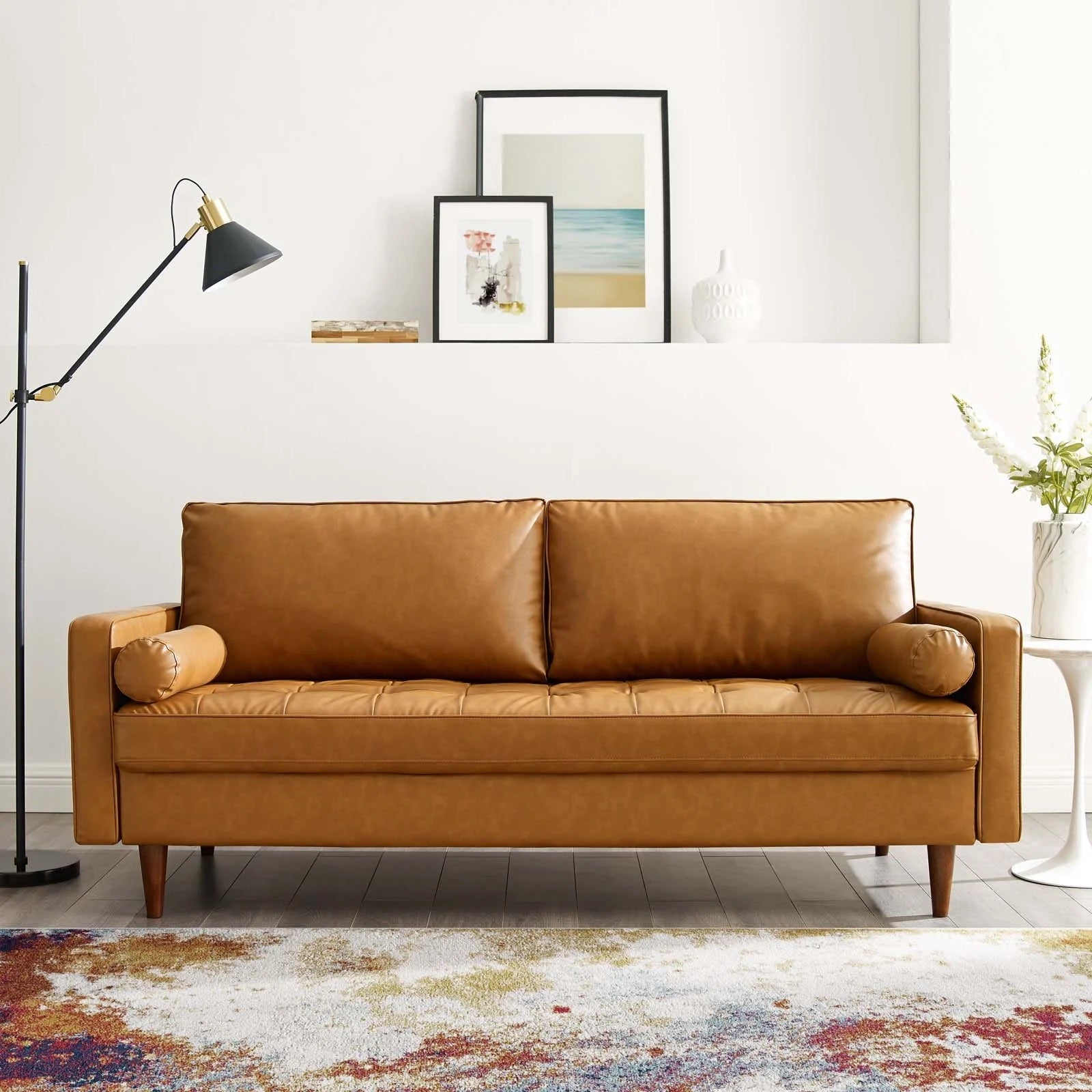 Modway Valour Upholstered Faux Leather Sofa