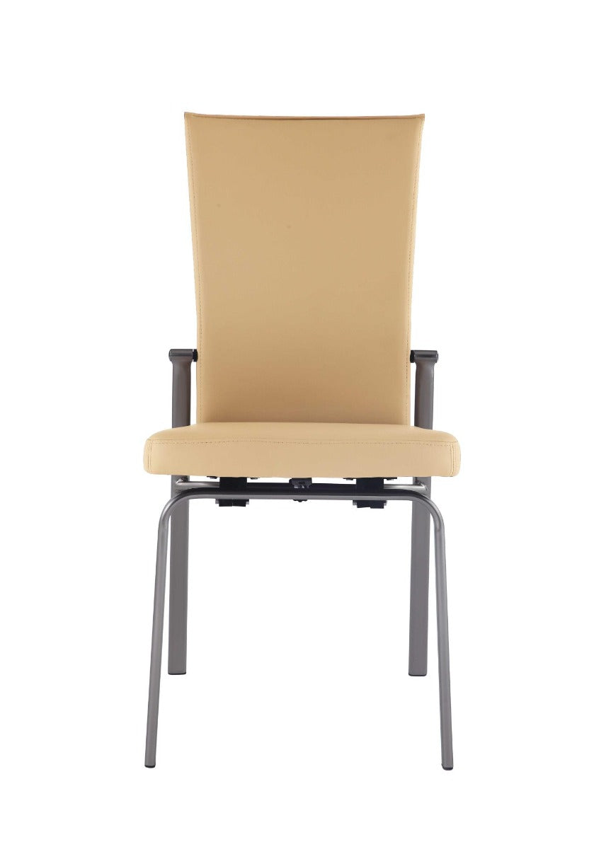 Chintaly Molly Motion Back Side Chair, Beige with Brushed Steel Legs