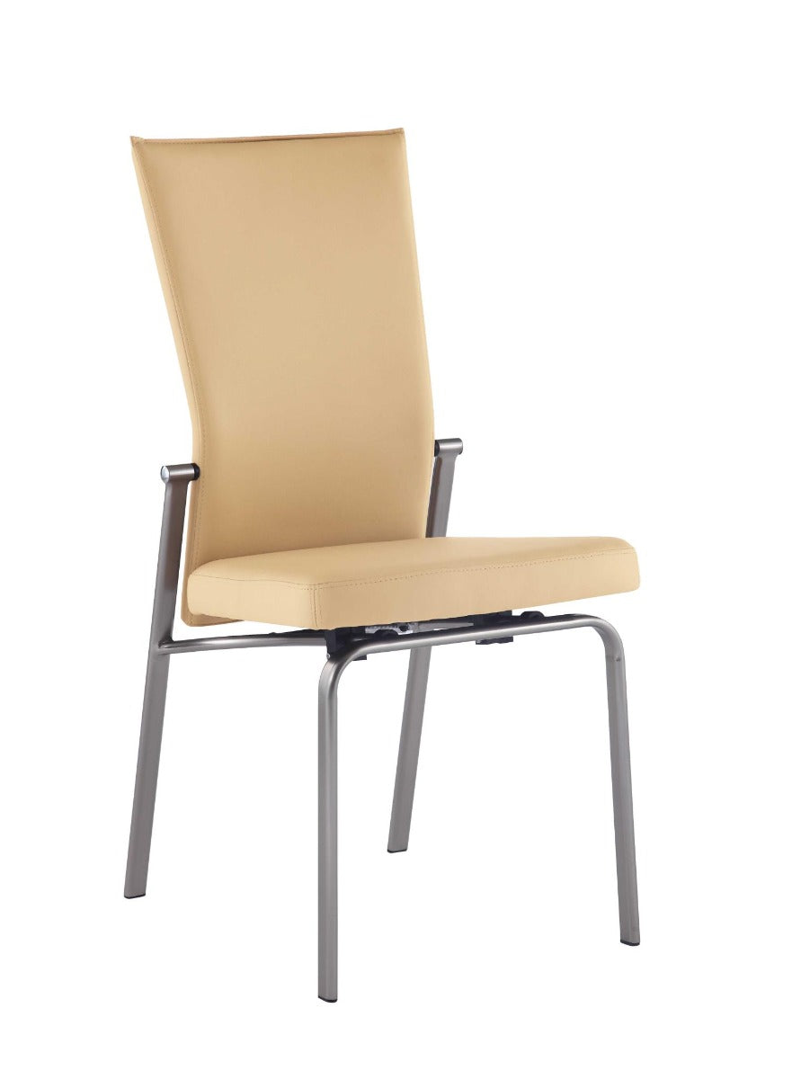 Chintaly Molly Motion Back Side Chair, Beige with Brushed Steel Legs