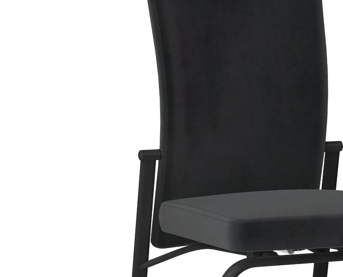 Chintaly Molly Motion Back Side Chair, Black  Fabric with Black Legs