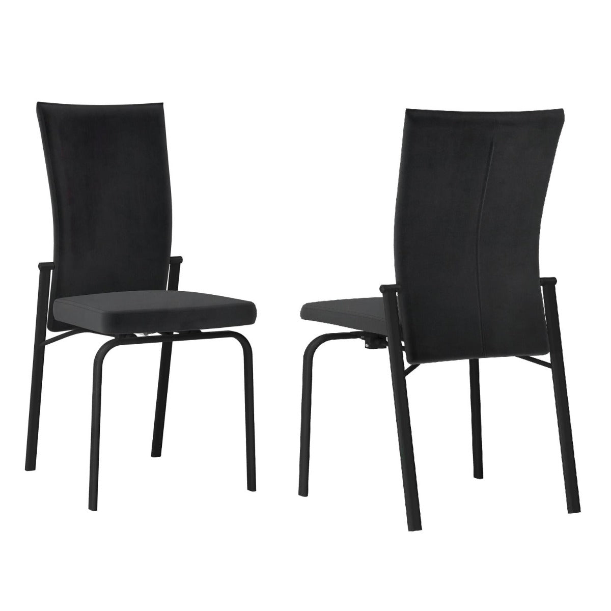 Chintaly Molly Motion Back Side Chair, Black  Fabric with Black Legs