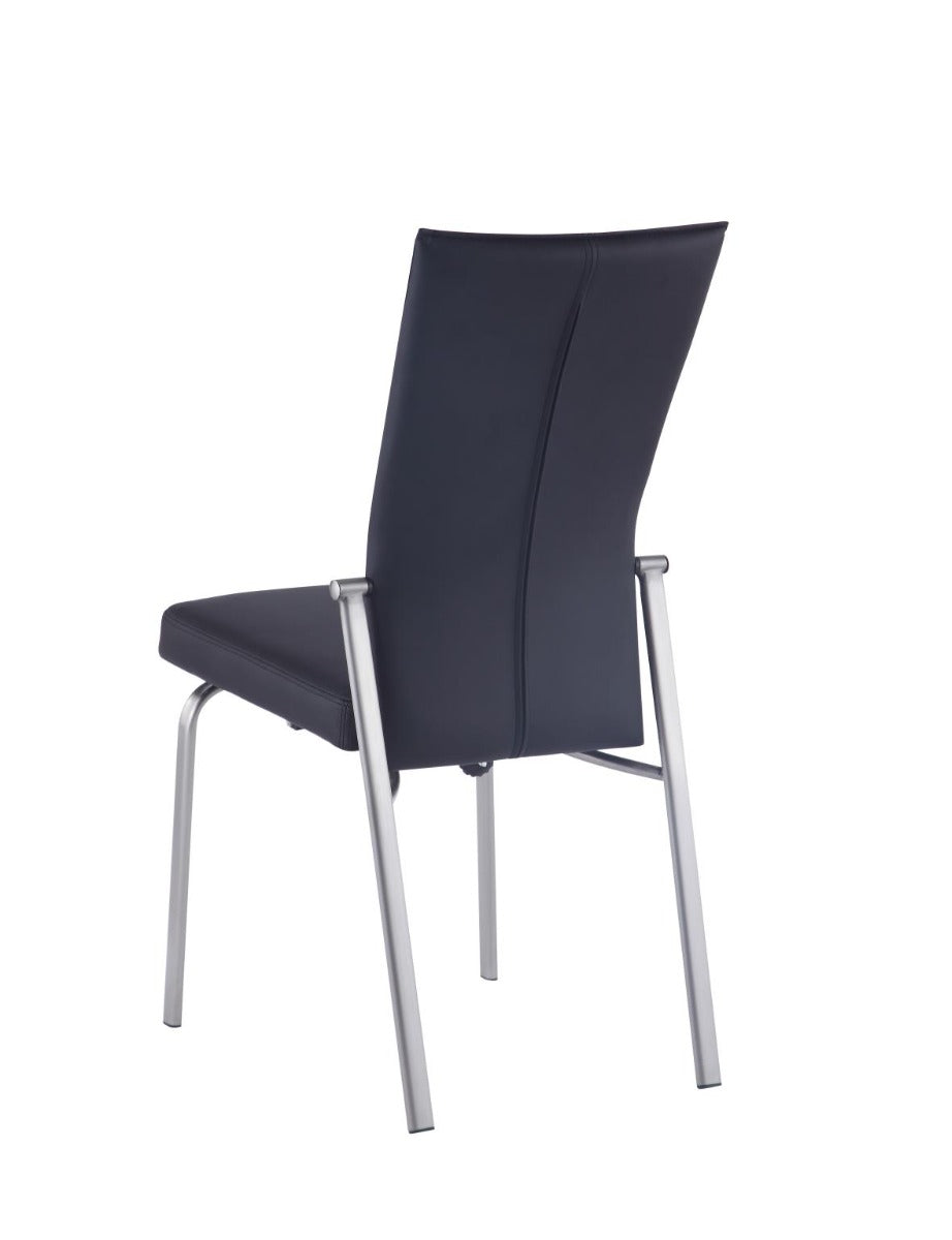 Chintaly Molly Motion Back Side Chair, Black with Brushed Steel Legs