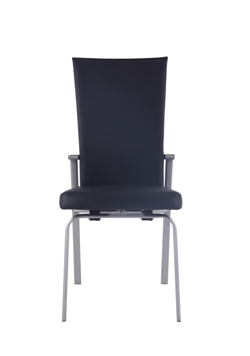 Chintaly Molly Motion Back Side Chair, Black with Brushed Steel Legs