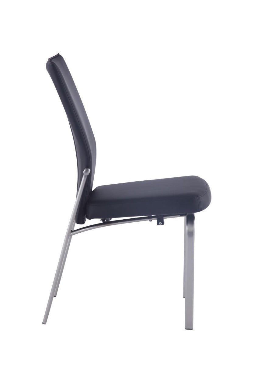 Chintaly Molly Motion Back Side Chair, Black with Brushed Steel Legs