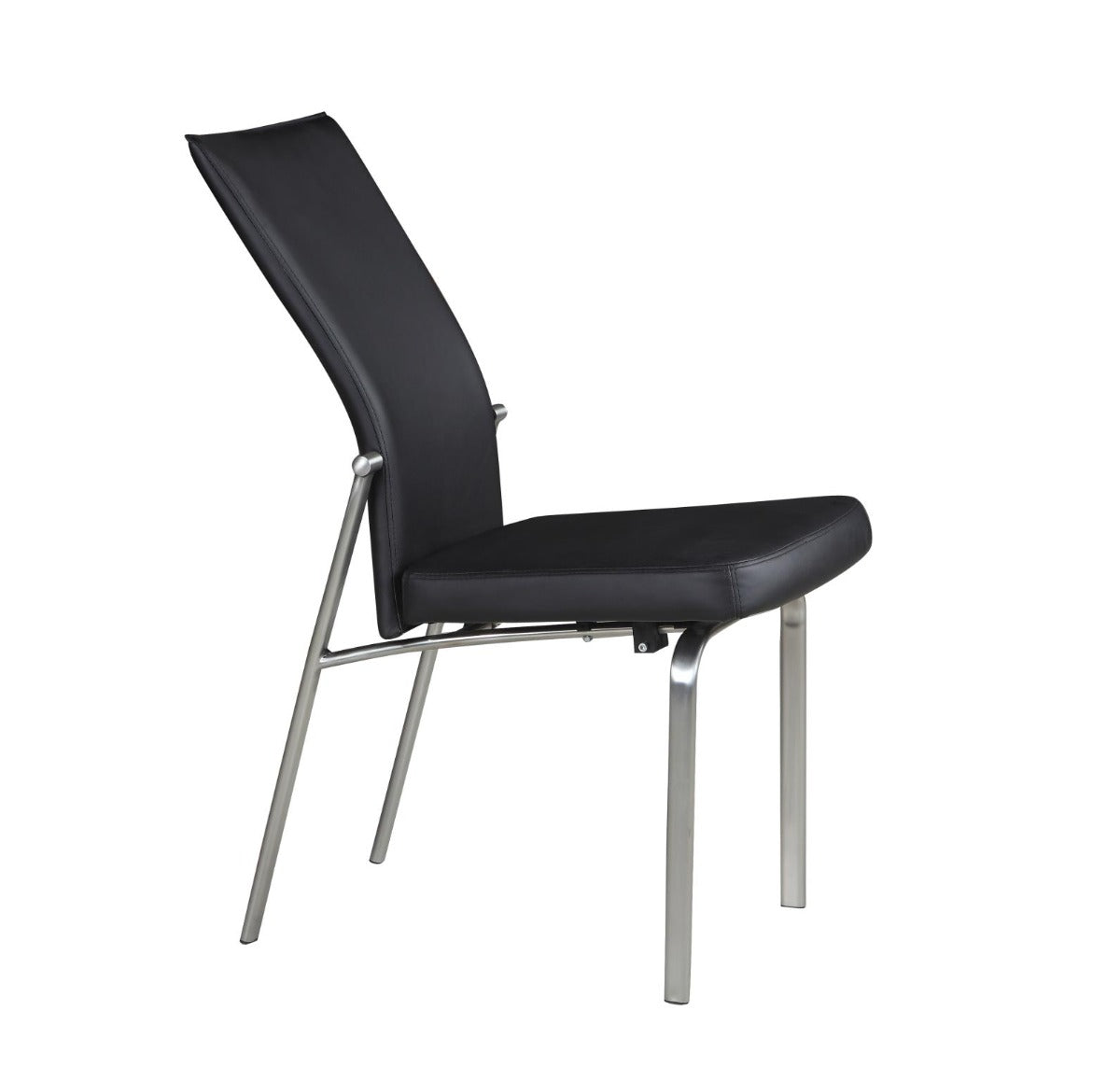 Chintaly Molly Motion Back Side Chair, Black with Brushed Steel Legs