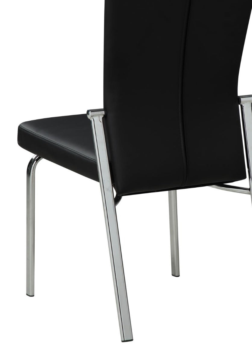 Chintaly Molly Motion Back Side Chair, Black  Faux Leather with Brushed Steel Legs