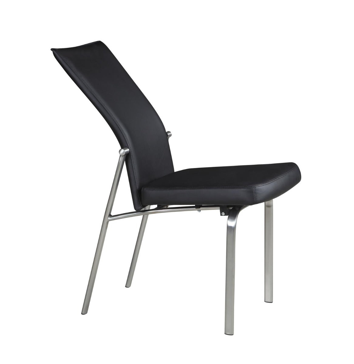 Chintaly Molly Motion Back Side Chair, Black with Brushed Steel Legs