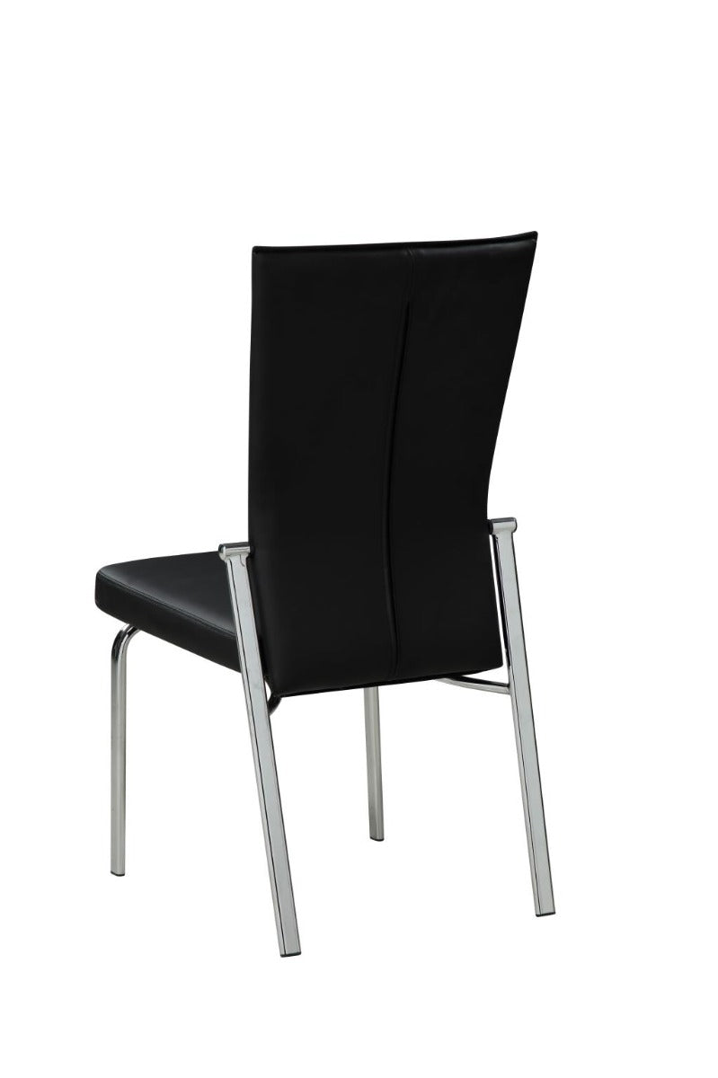 Chintaly Molly Motion Back Side Chair, Black  Faux Leather with Brushed Steel Legs