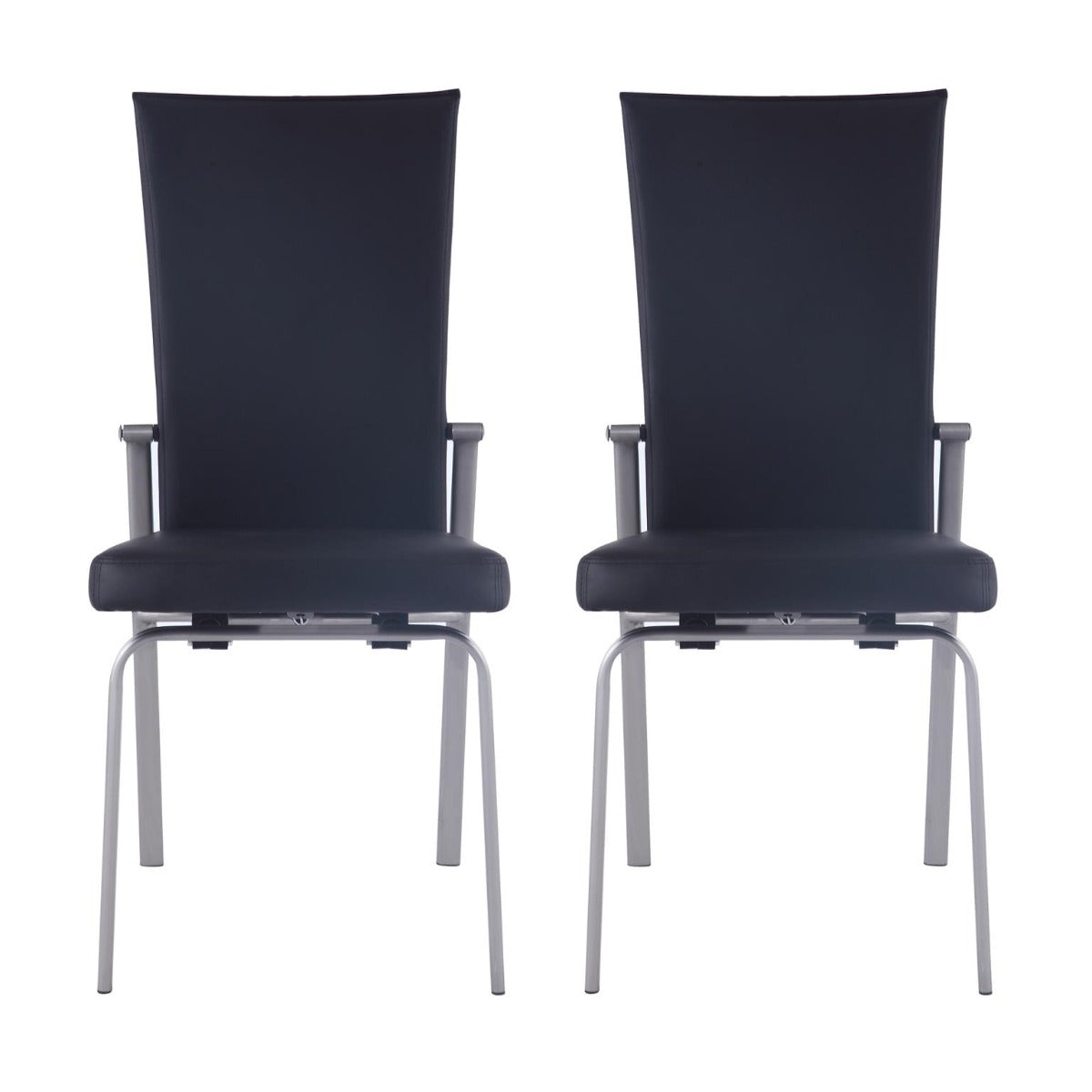 Chintaly Molly Motion Back Side Chair, Black with Brushed Steel Legs