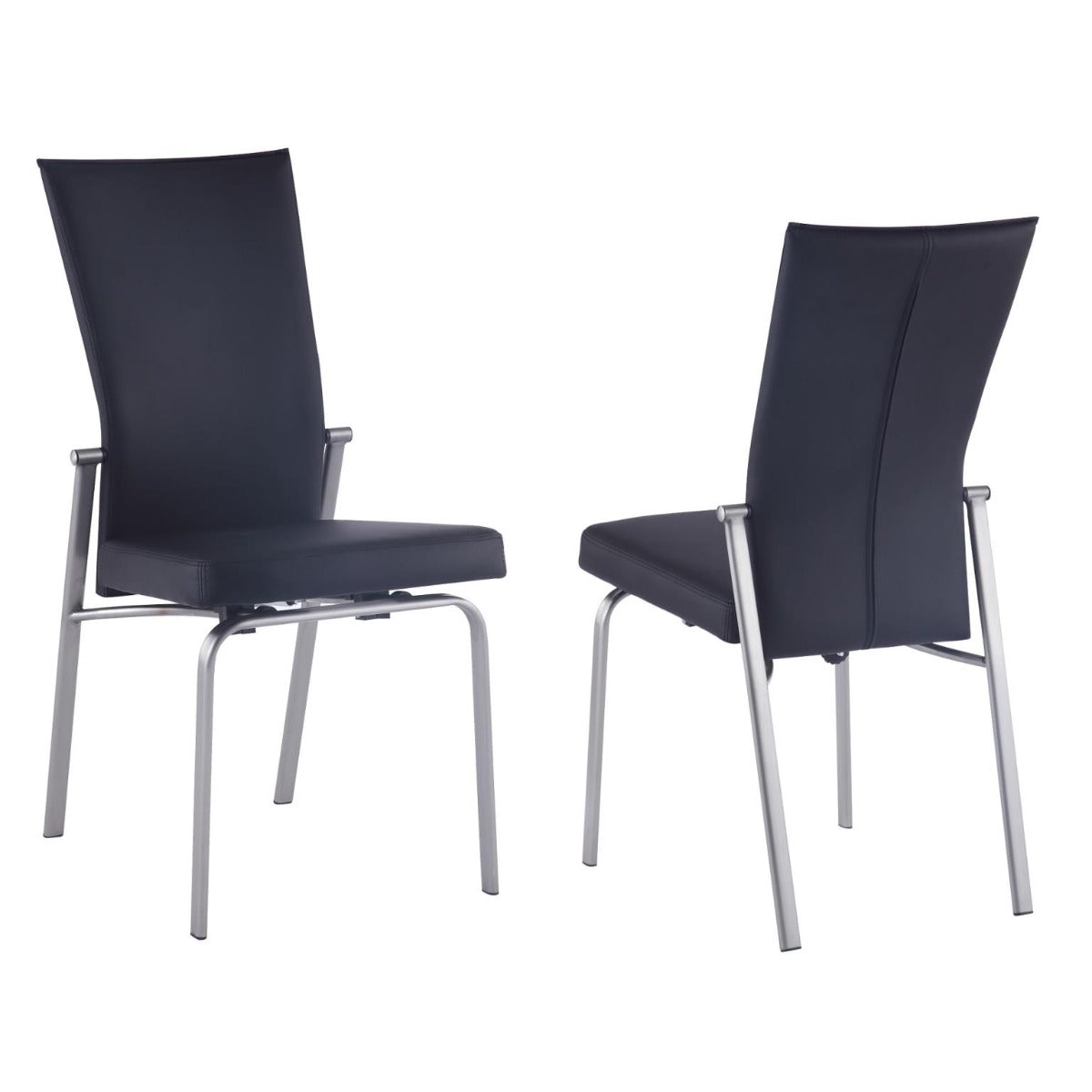 Chintaly Molly Motion Back Side Chair, Black with Brushed Steel Legs