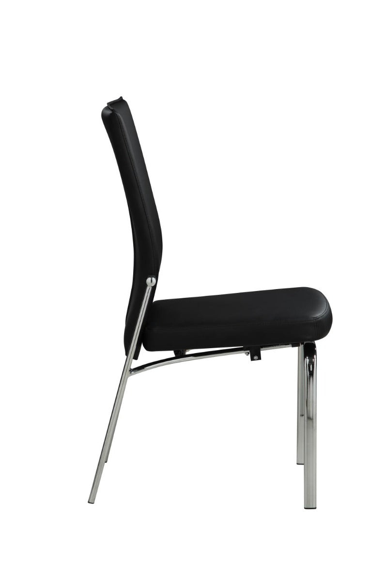 Chintaly Molly Motion Back Side Chair, Black  Leather with Chrome Legs