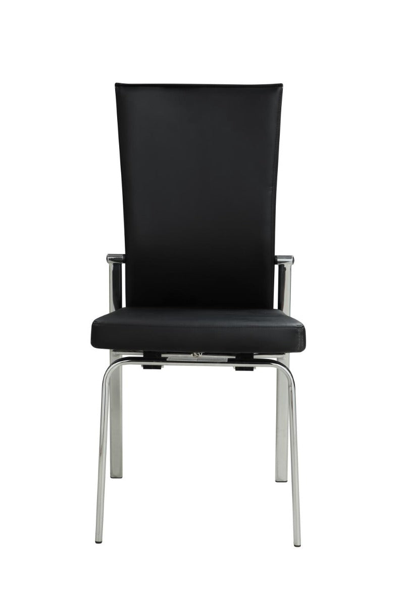 Chintaly Molly Motion Back Side Chair, Black  Leather with Chrome Legs