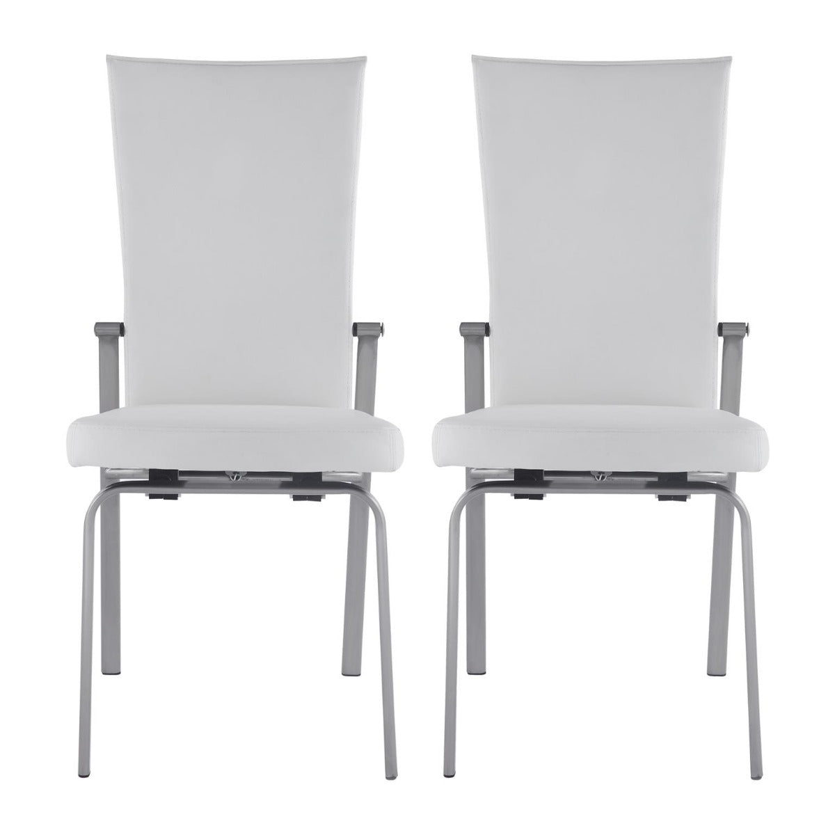 Chintaly Molly Motion Back Side Chair, White with Brushed Steel Legs