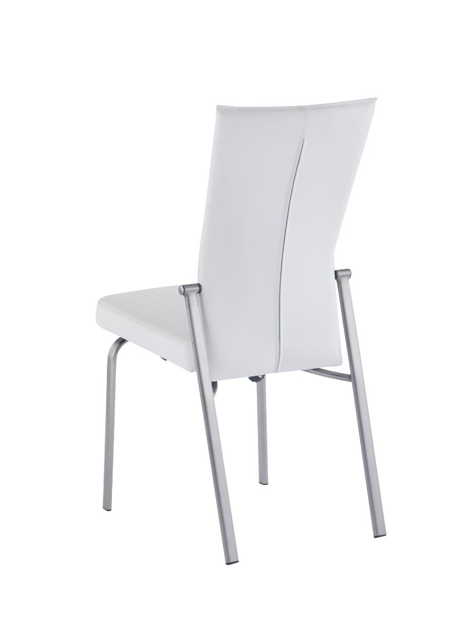 Chintaly Molly Motion Back Side Chair, White with Brushed Steel Legs