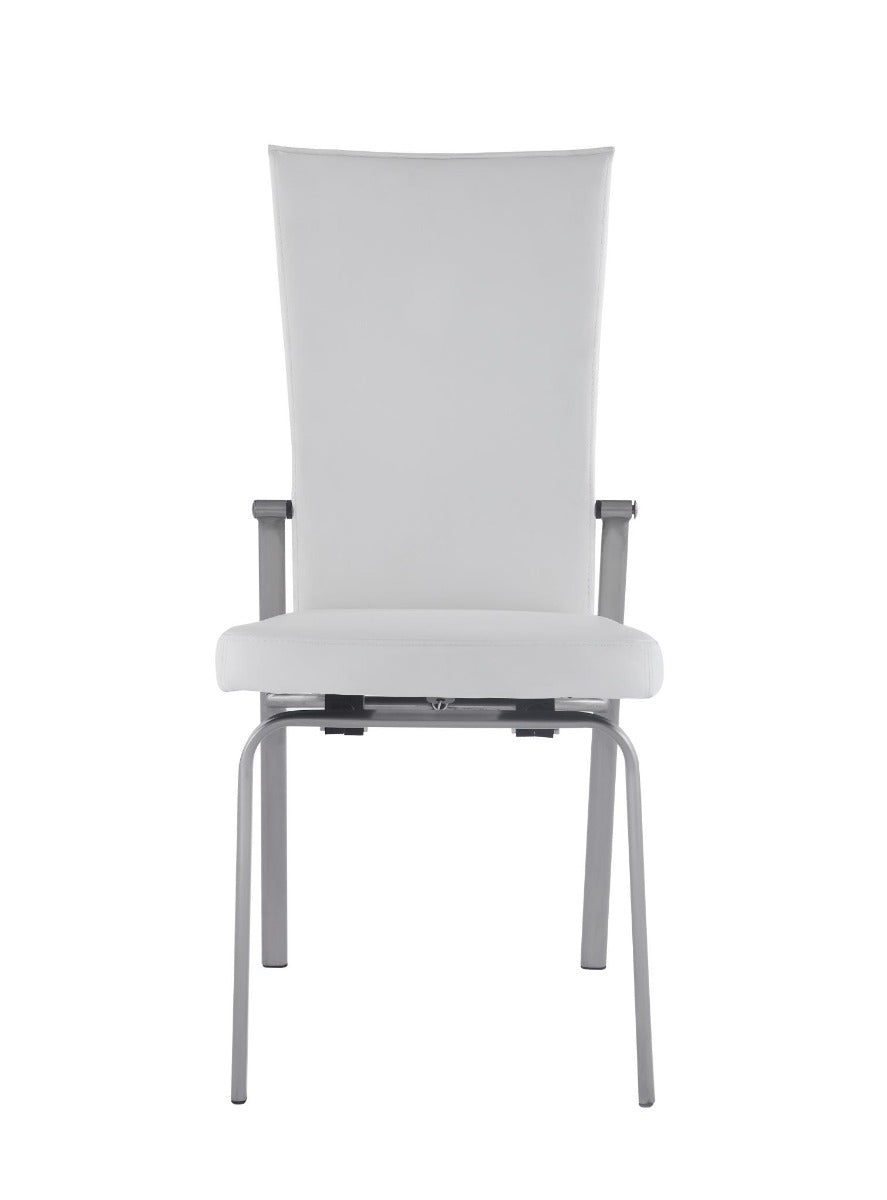 Chintaly Molly Motion Back Side Chair, White with Brushed Steel Legs