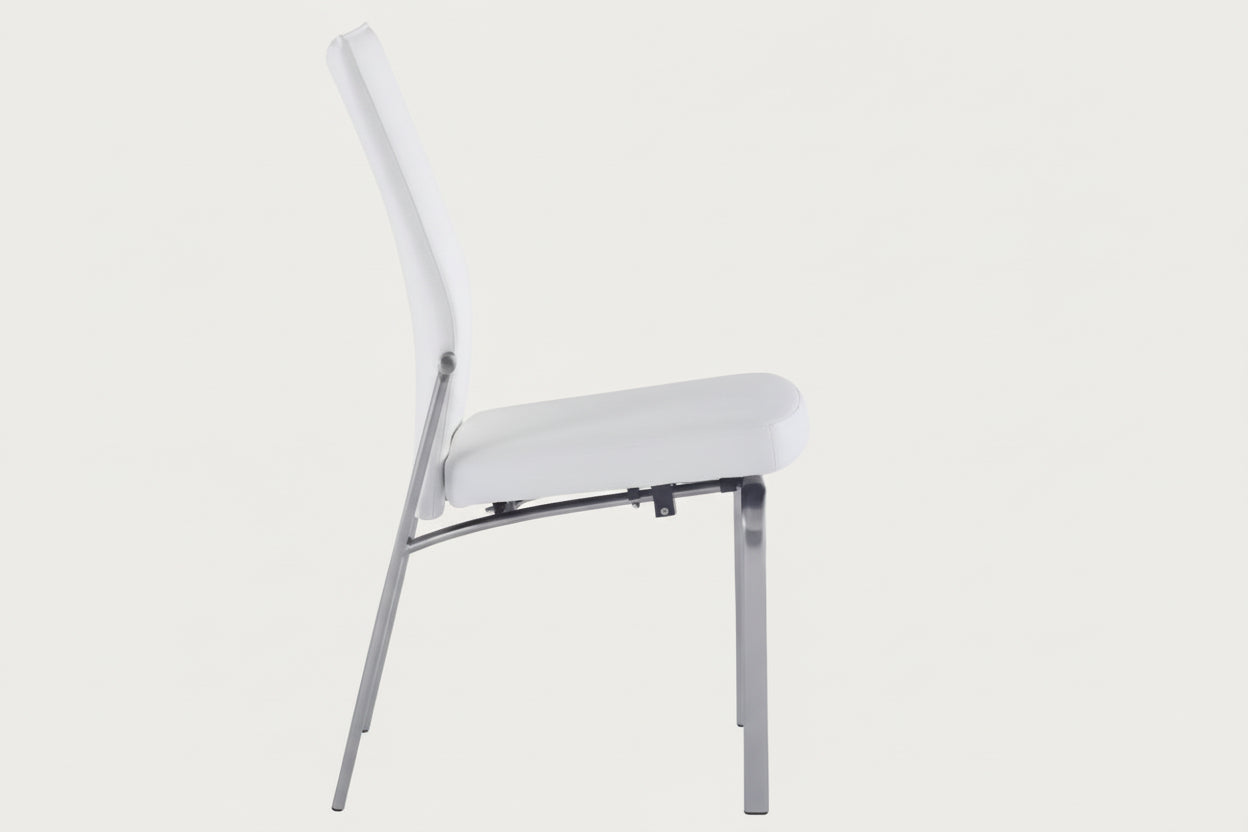 White Molly side chair, side view
