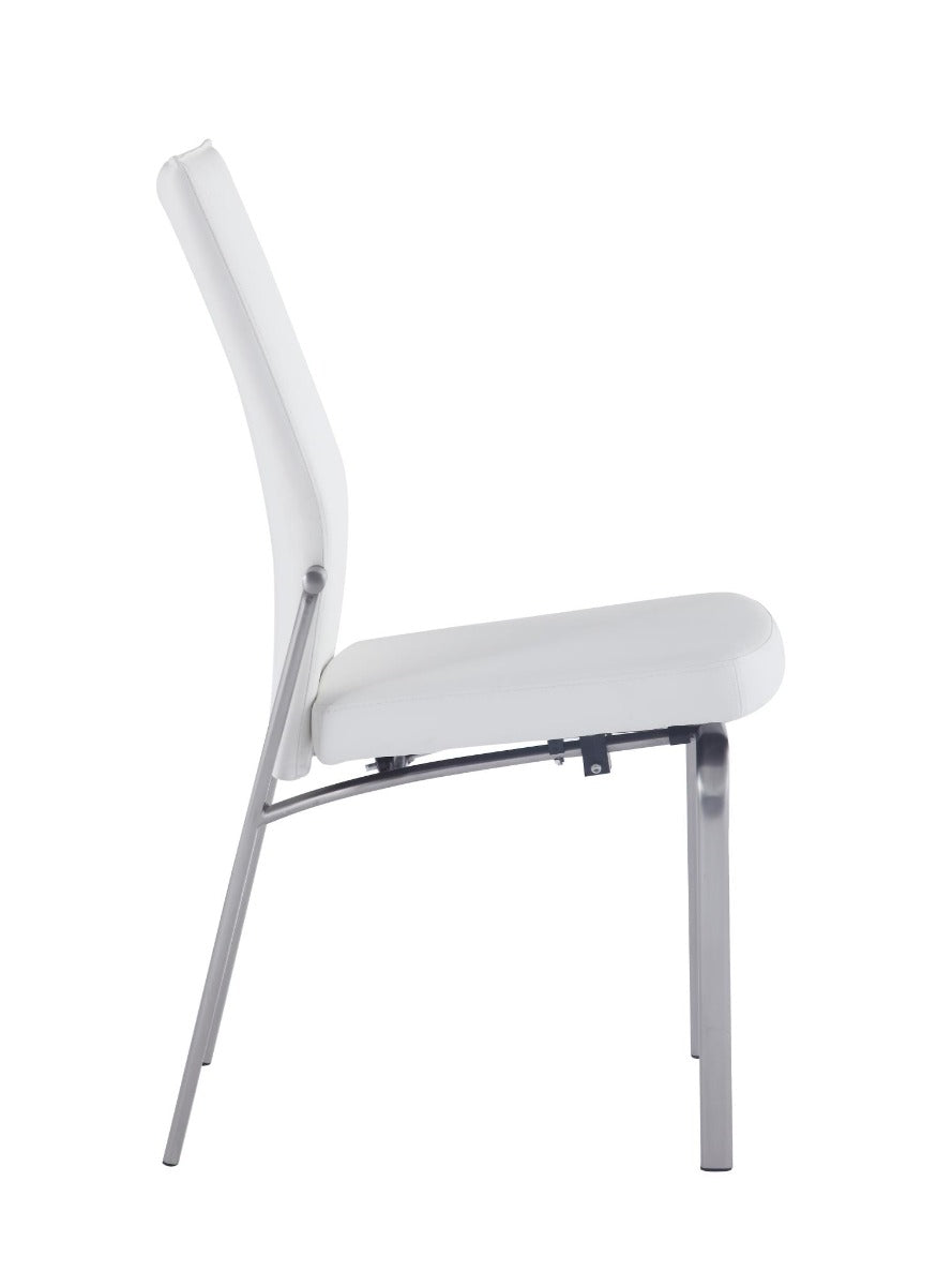 Chintaly Molly Motion Back Side Chair, White with Brushed Steel Legs