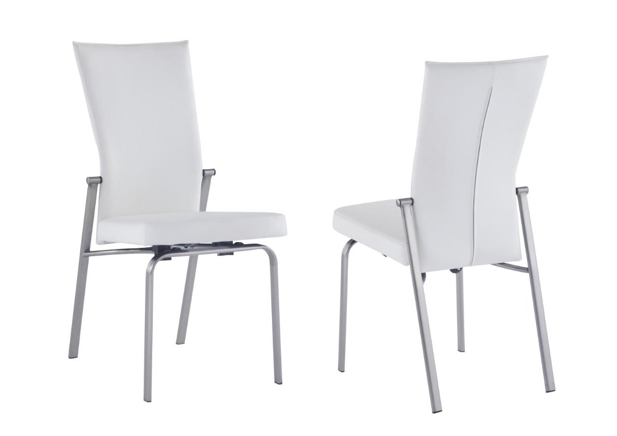 Chintaly Molly Motion Back Side Chair, White with Brushed Steel Legs