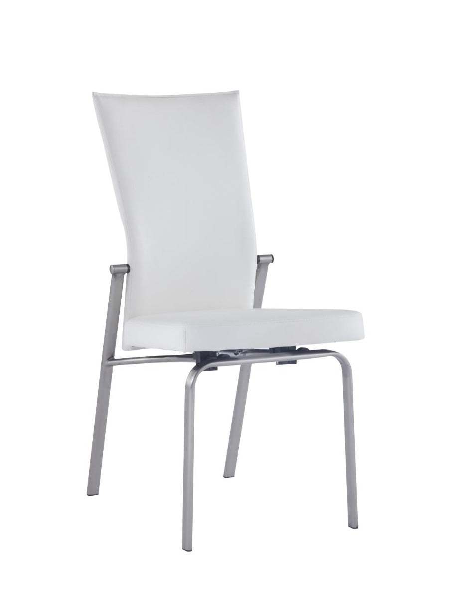Chintaly Charlotte 5-Piece Dining Room Set with White Glass Table & 4 Motion-Back Chairs