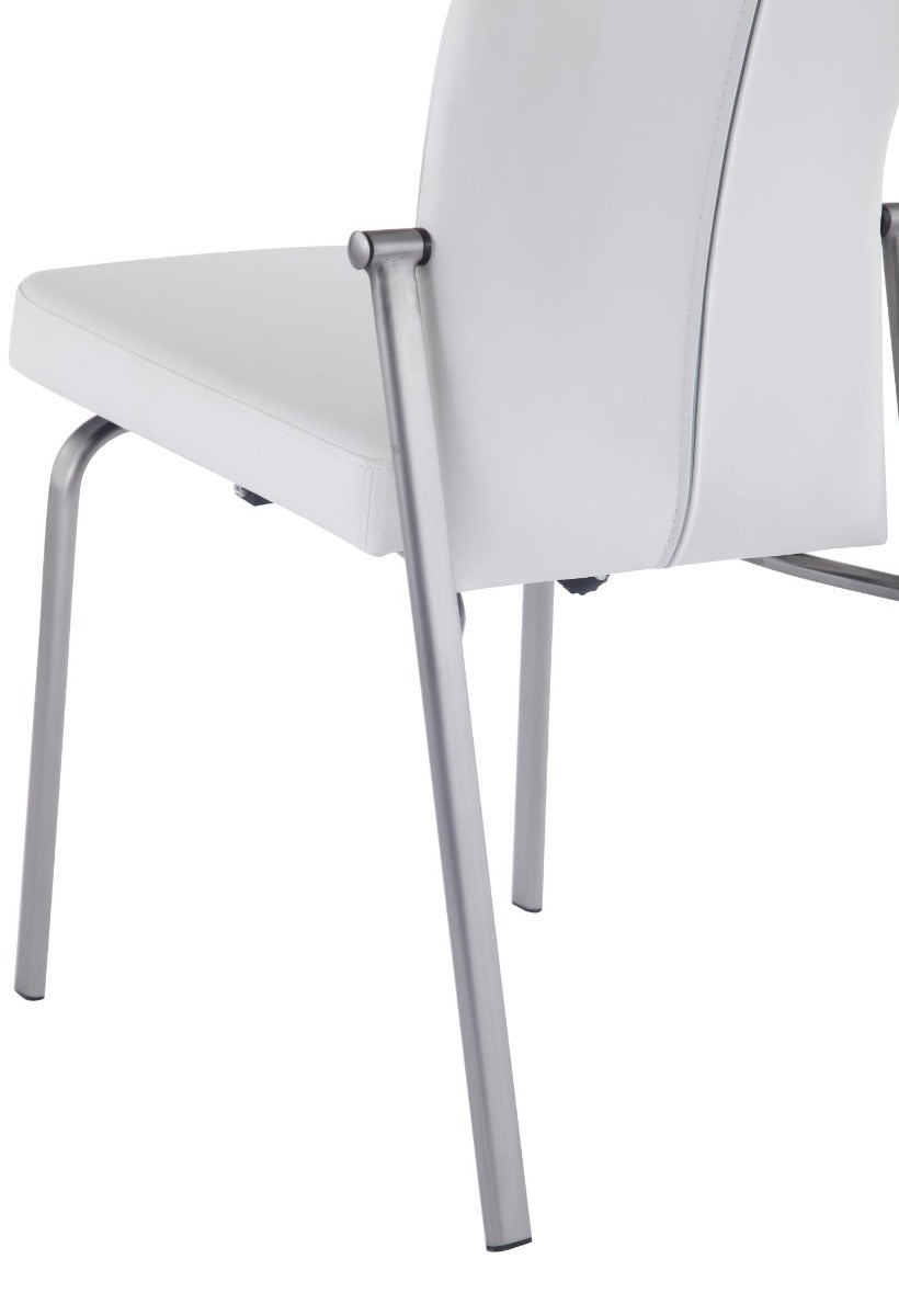 Chintaly Charlotte 5-Piece Dining Room Set with White Glass Table & 4 Motion-Back Chairs