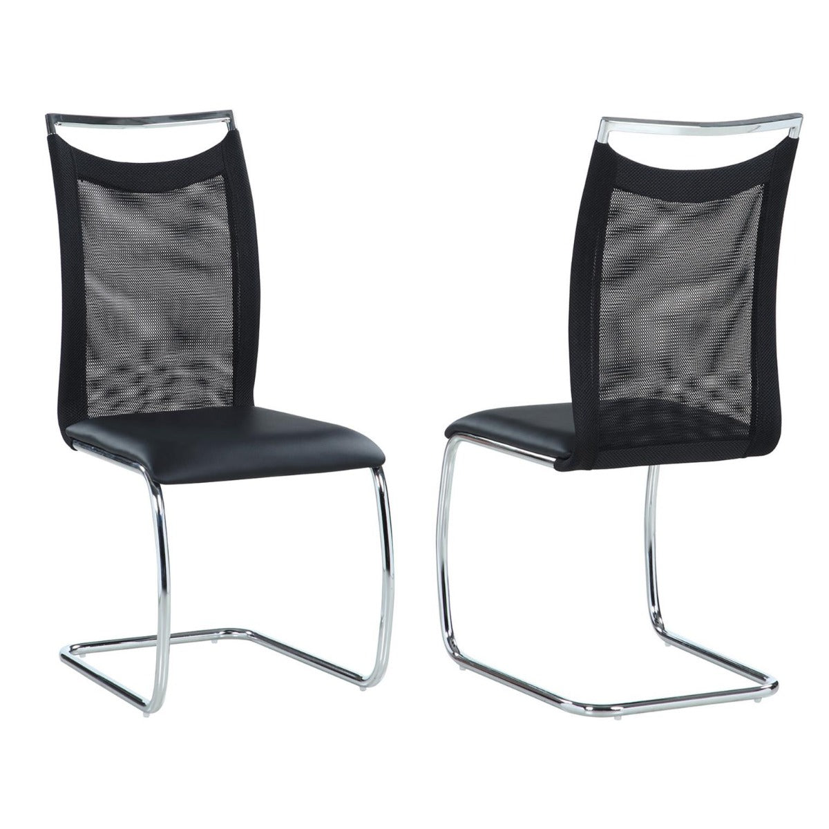 Chintaly Patricia Nadine 5-Piece Contemporary Dining Set with Round Glass Table & Cantilever Chairs