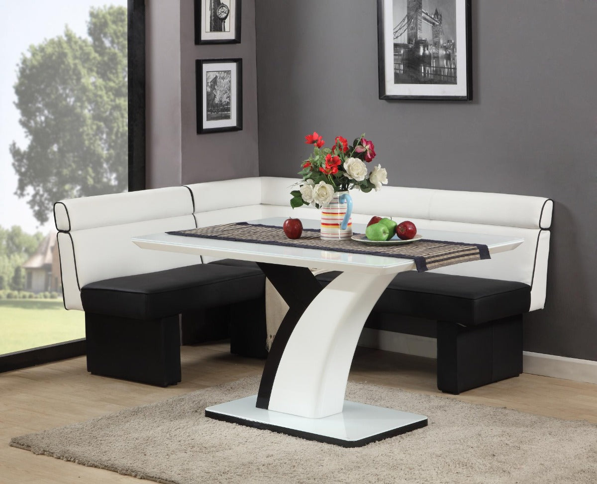 Chintaly Natasha Contemporary 2 Piece Set with Starphire Glass Table & Reversible Nook