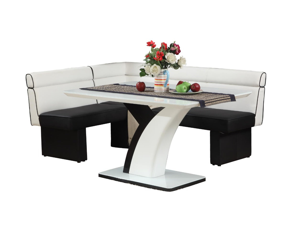 Chintaly Natasha Contemporary 2 Piece Set with Starphire Glass Table & Reversible Nook
