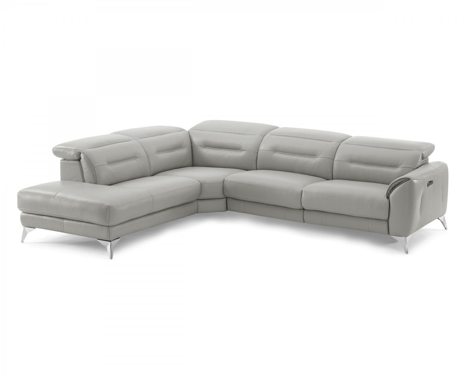 Neo Silver Gray Leather Sectional