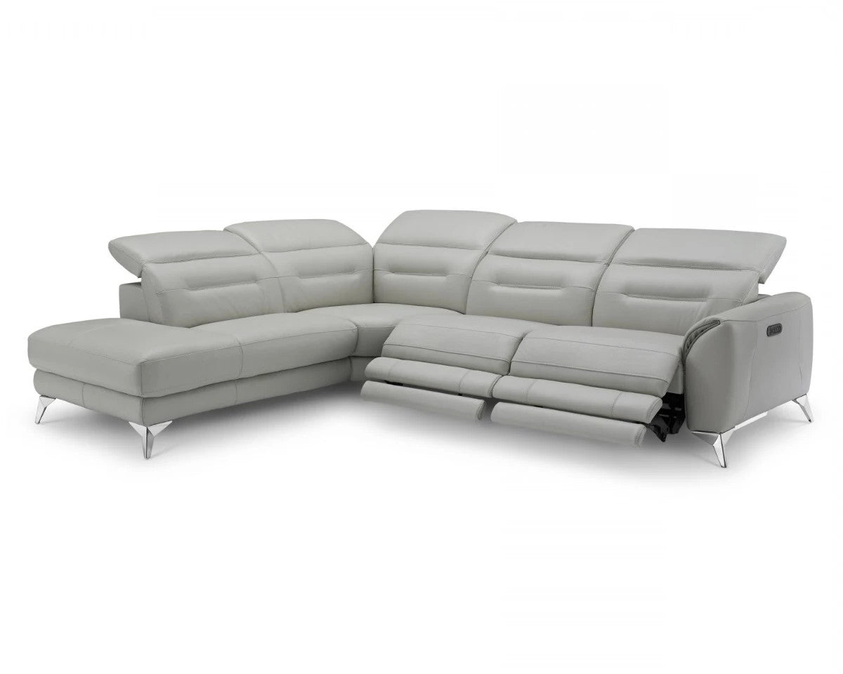 Neo Leather Sectional with Power Recliner, Turquoise