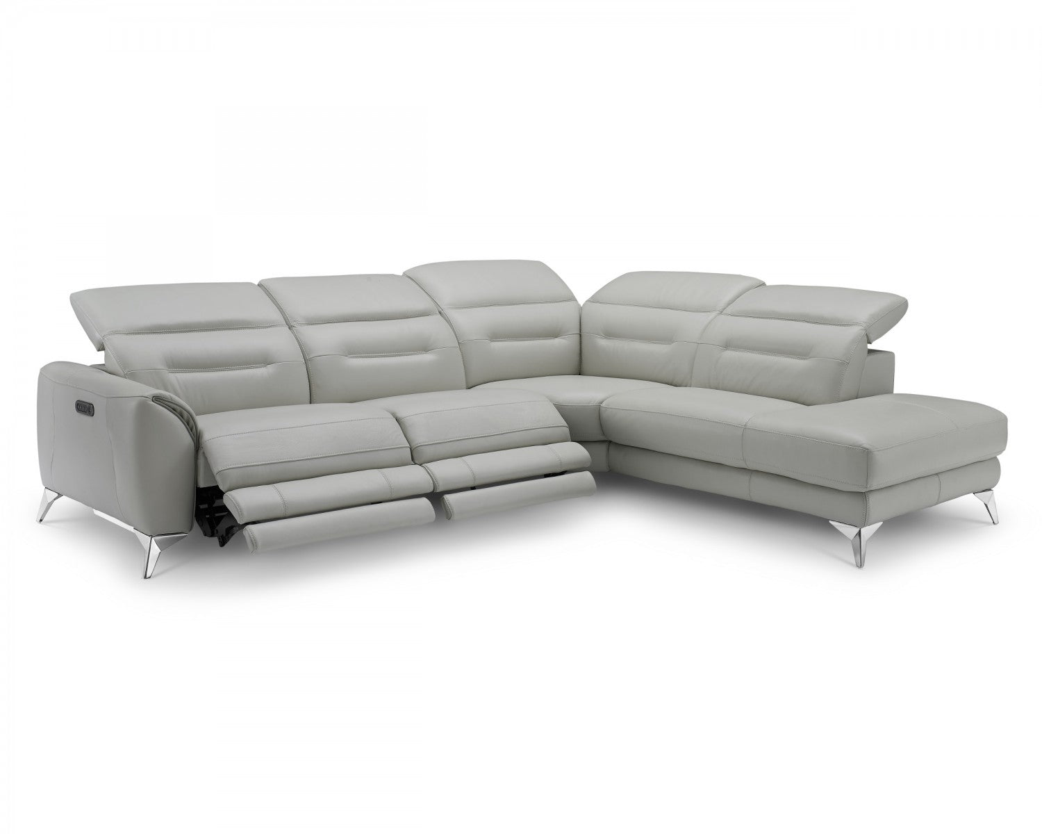 Neo Silver Gray Leather Sectional