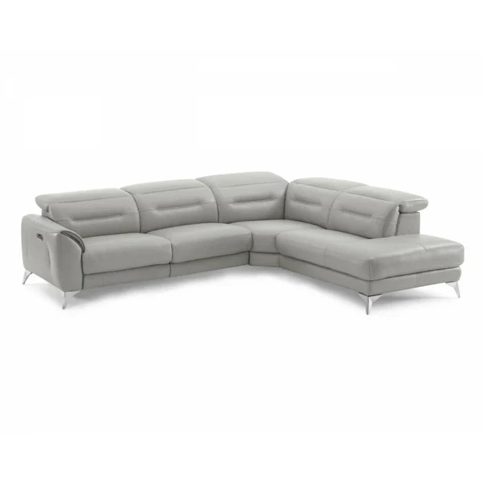 Neo Silver Gray Leather Sectional