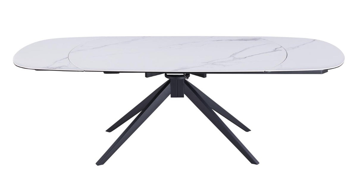 Chintaly Nicole Contemporary Ceramic Top Dining Table with 2 Motion Extension