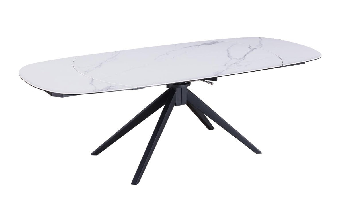 Chintaly Nicole Contemporary Ceramic Top Dining Table with 2 Motion Extension